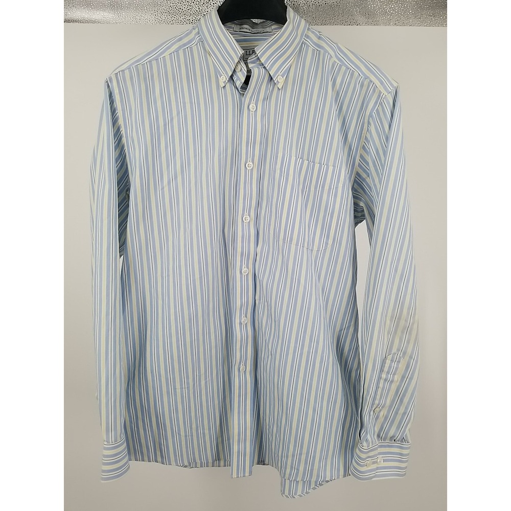 LL Bean Mens Wrinkle Resistant Small Regular Long‎ Sleeve Striped Button Shirt